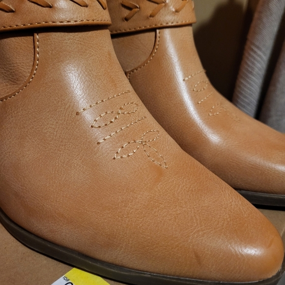 FRYE & CO Palma Camel Size 8 1/2 Wide Stacked Heel Cowboy Boots Booties New! - Picture 8 of 16